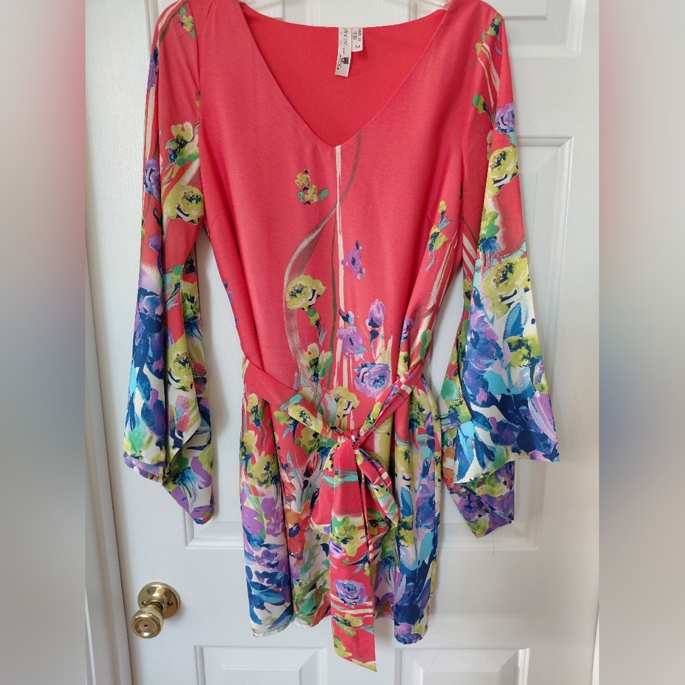 Pink OWL Women's Coral Floral One-Piece with Tie Waist